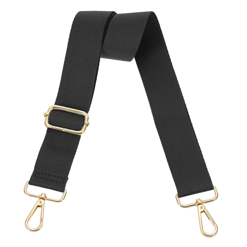 3.8cm Wide Shoulder Strap, Black, Light Gold Pull Core Buckle