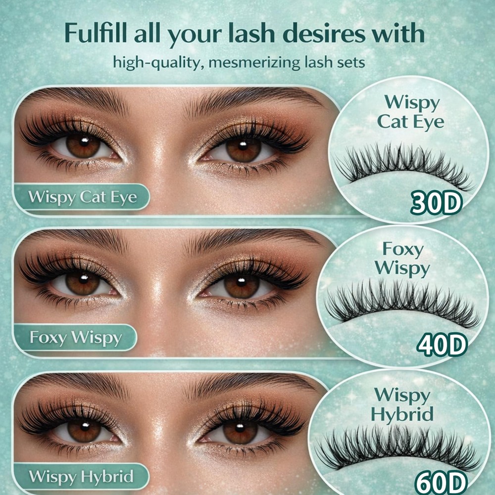 DIY Lash Extensions Kit - 640pc Wispy Clusters 9-16mm with Tools