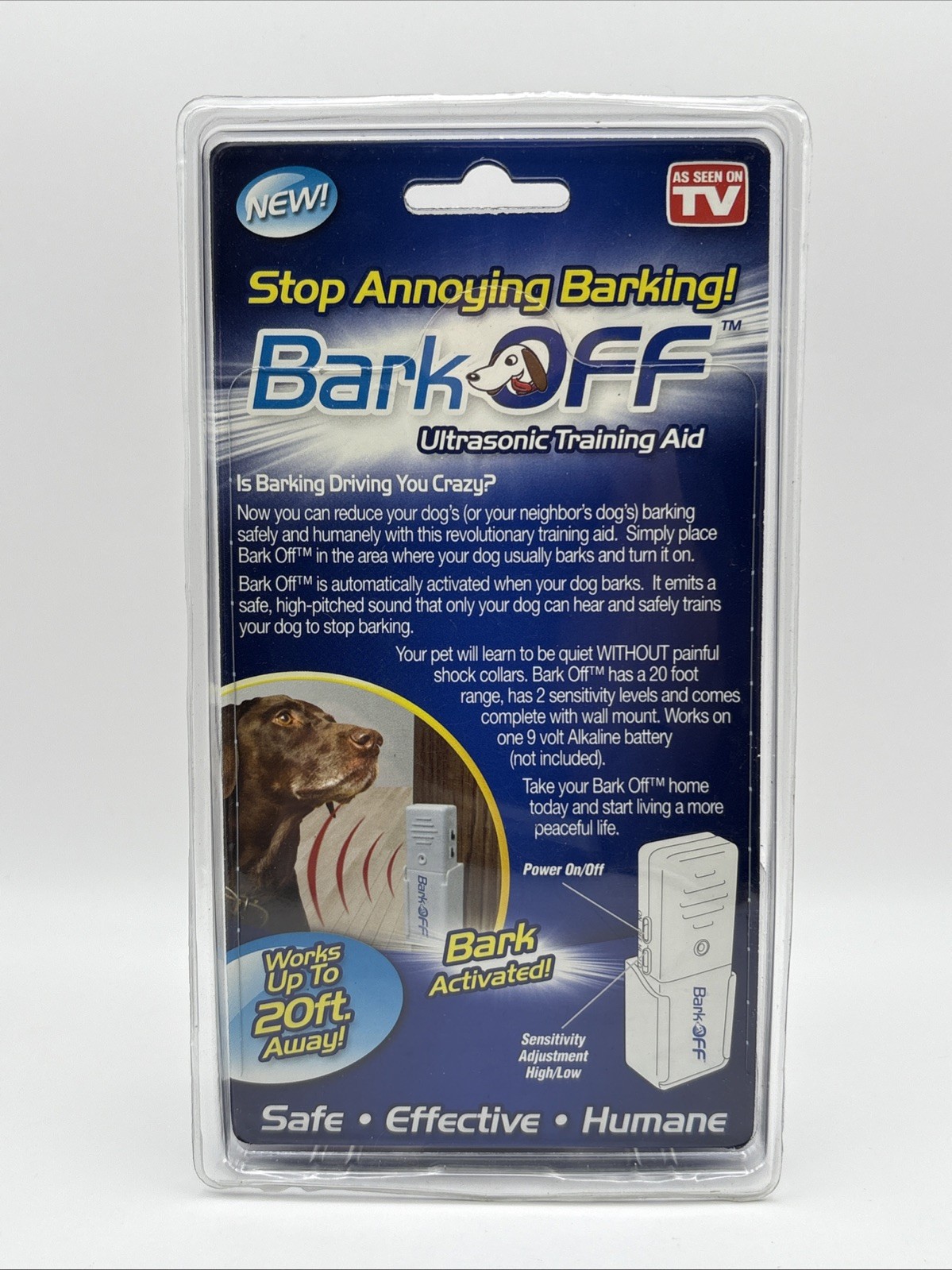Bark Off - Stops Dog Barking, Ultrasonic Training Aid - Works Up To 20ft - New