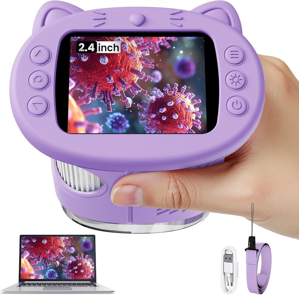 Handheld 1000X Microscope for Kids - Educational Fun with 2.4 Inch Screen