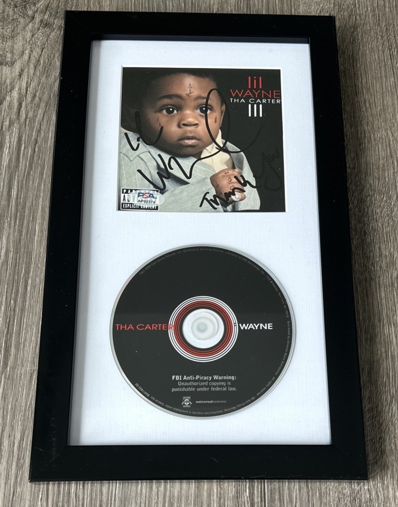 Lil Wayne Signed Tha Carter iii CD Booklet Framed Autographed Psa Coa