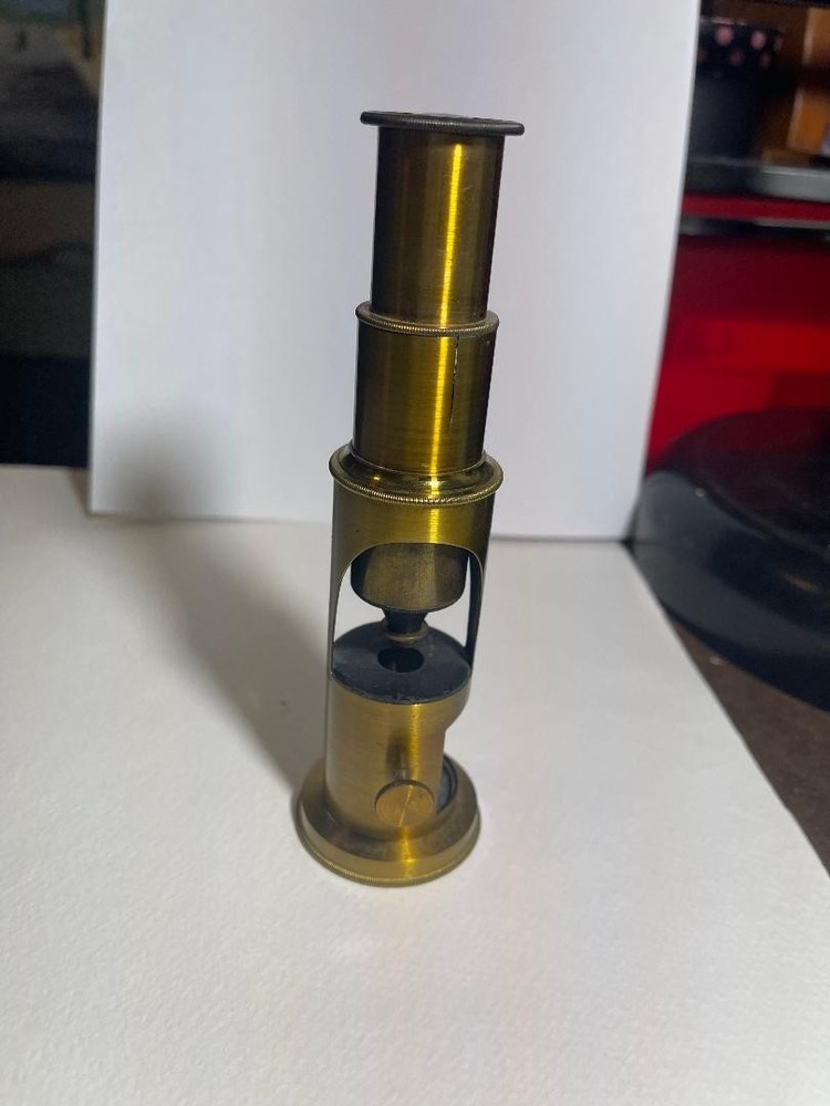 1900 Vintage Brass Drum Field Microscope