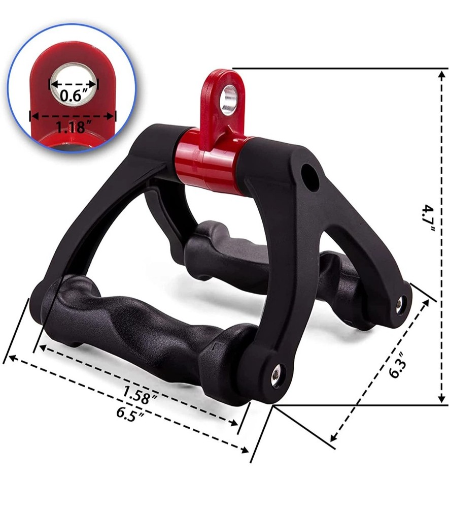 Double D Handle for Cable Machine - Ergonomic Row Handle - Triangle V Bar Grip