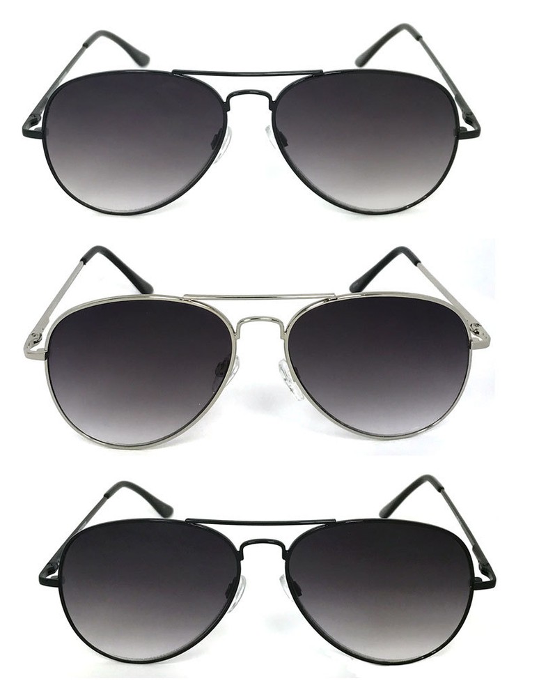 Retro Pilot Full Lens Reading Sunglasses Sun Reader Metal Frame Spring Temples