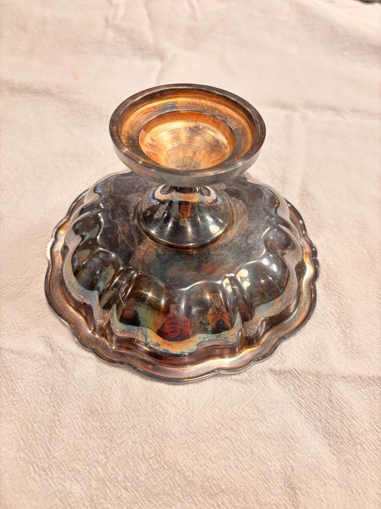 Vintage Silverplate Candy Dish with Scalloped Rim