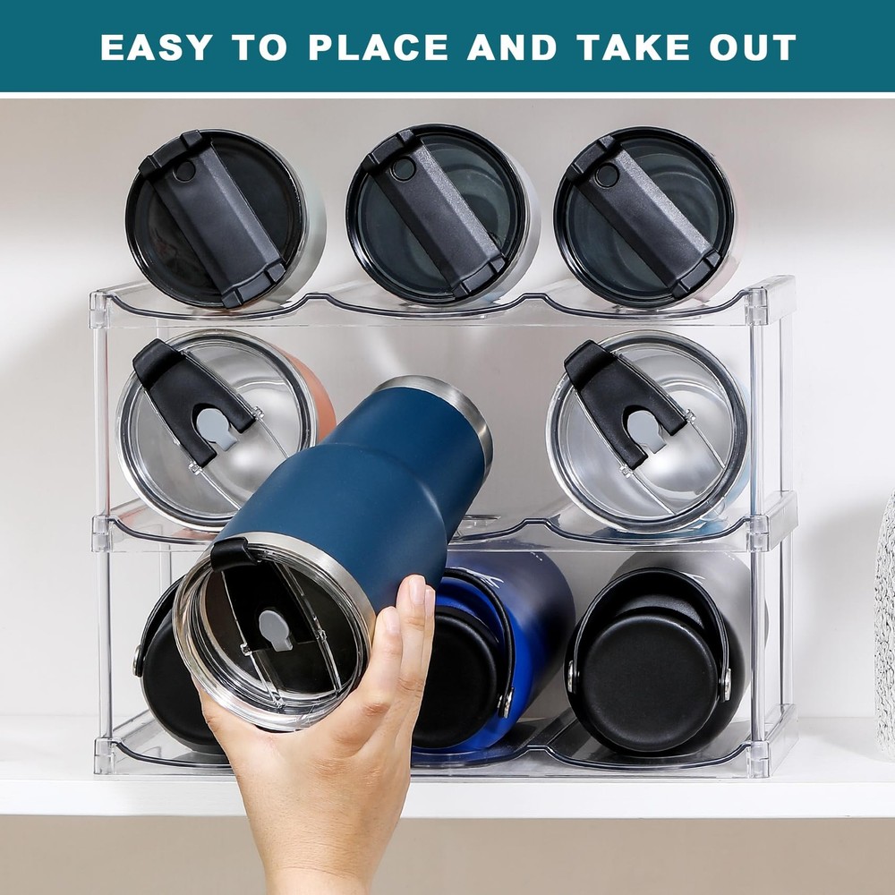 LARGER Compartment - Stackable Water Bottle Organizer Holder - for Stanley & ...
