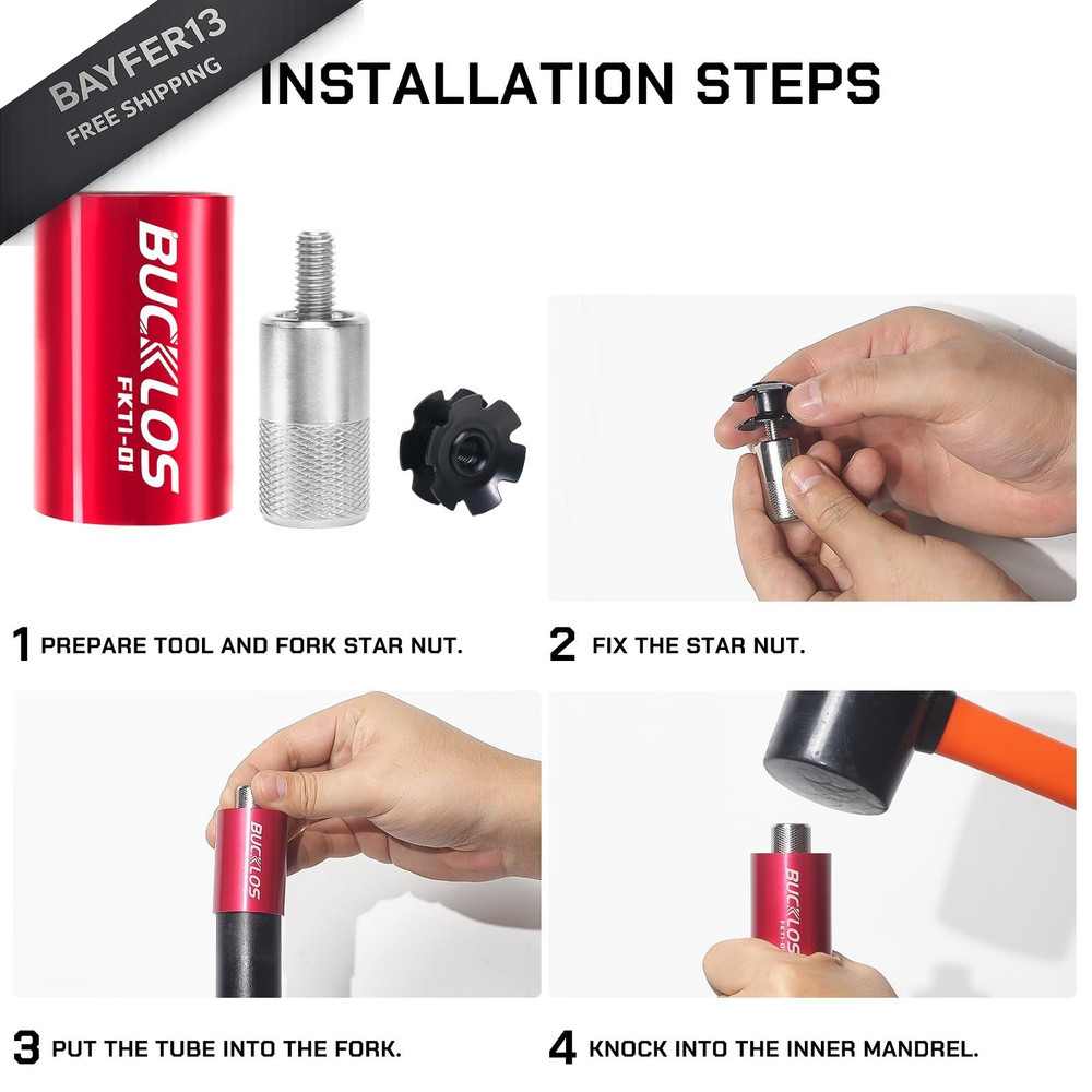 BUCKLOS Bike Fork Star Nut Setting Install Tool with Introductory Version