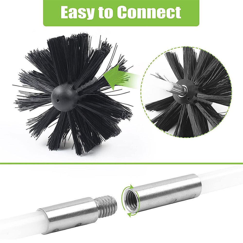 16.1in Soot cleaning Rods Chimney Sweep Set Flue Sweeping Brush & Rod Kit 24pcs