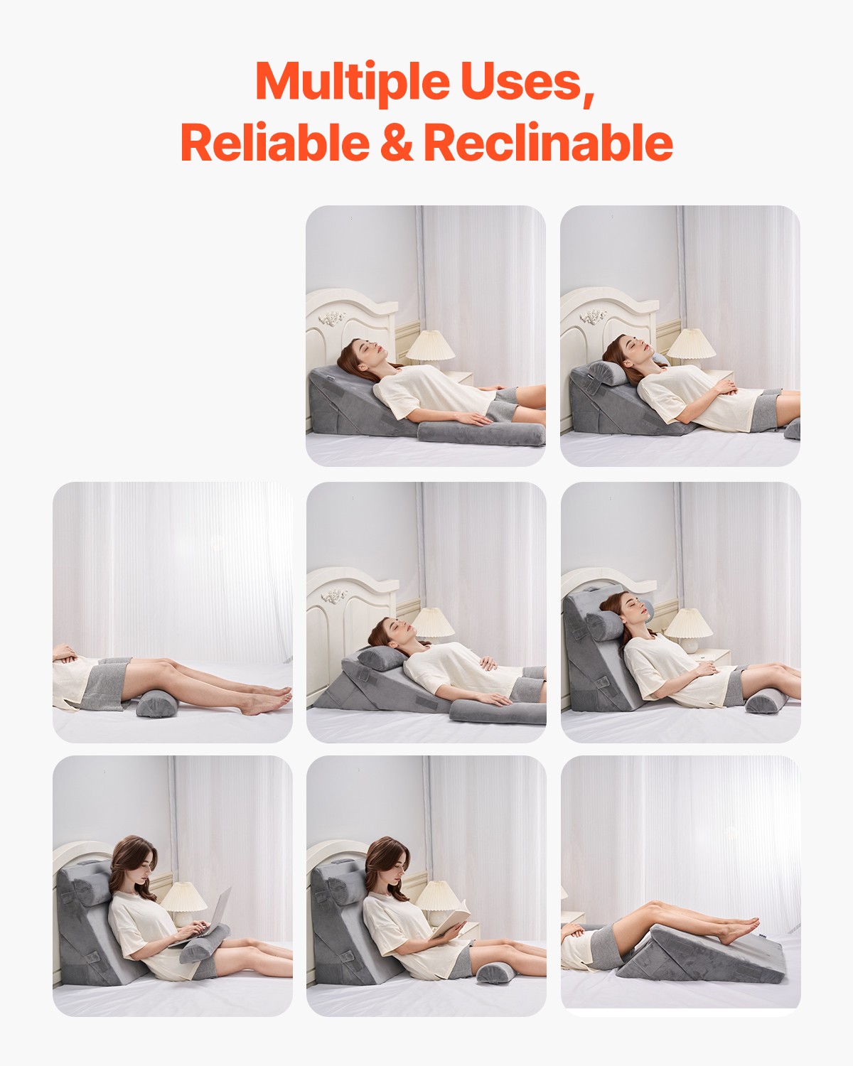 VEVOR Orthopedic Bed Wedge Pillow 4 Pcs Adjustable for Back Leg Neck Sleep GERD