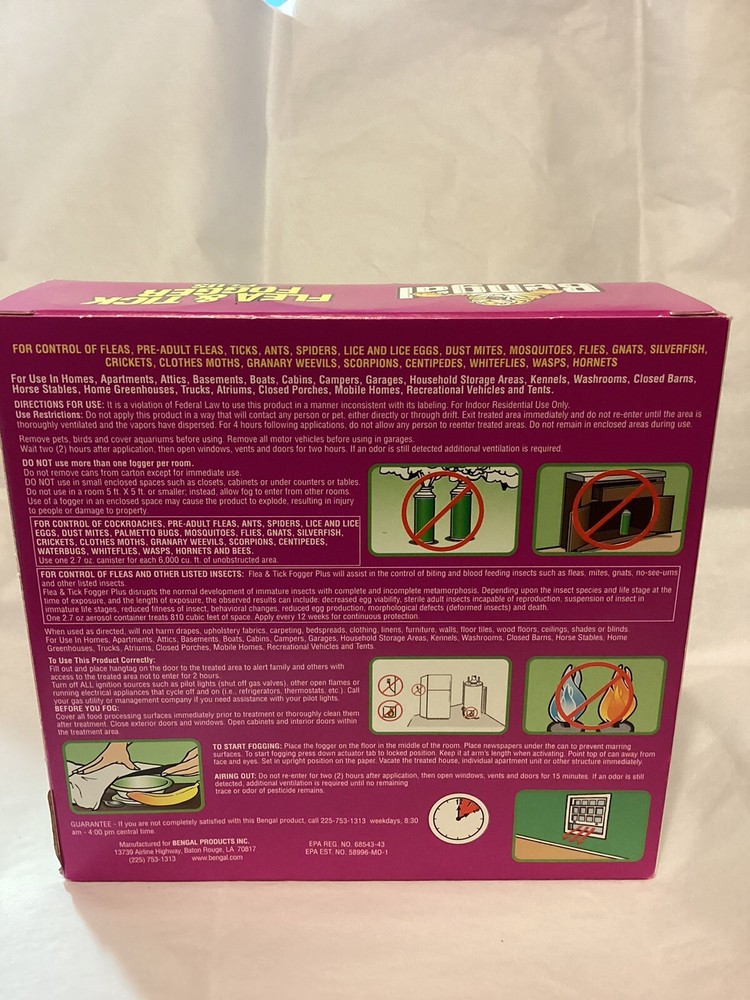 Bengal Flea & Tick Fogger Plus Three (3) 2.7 Oz Cans