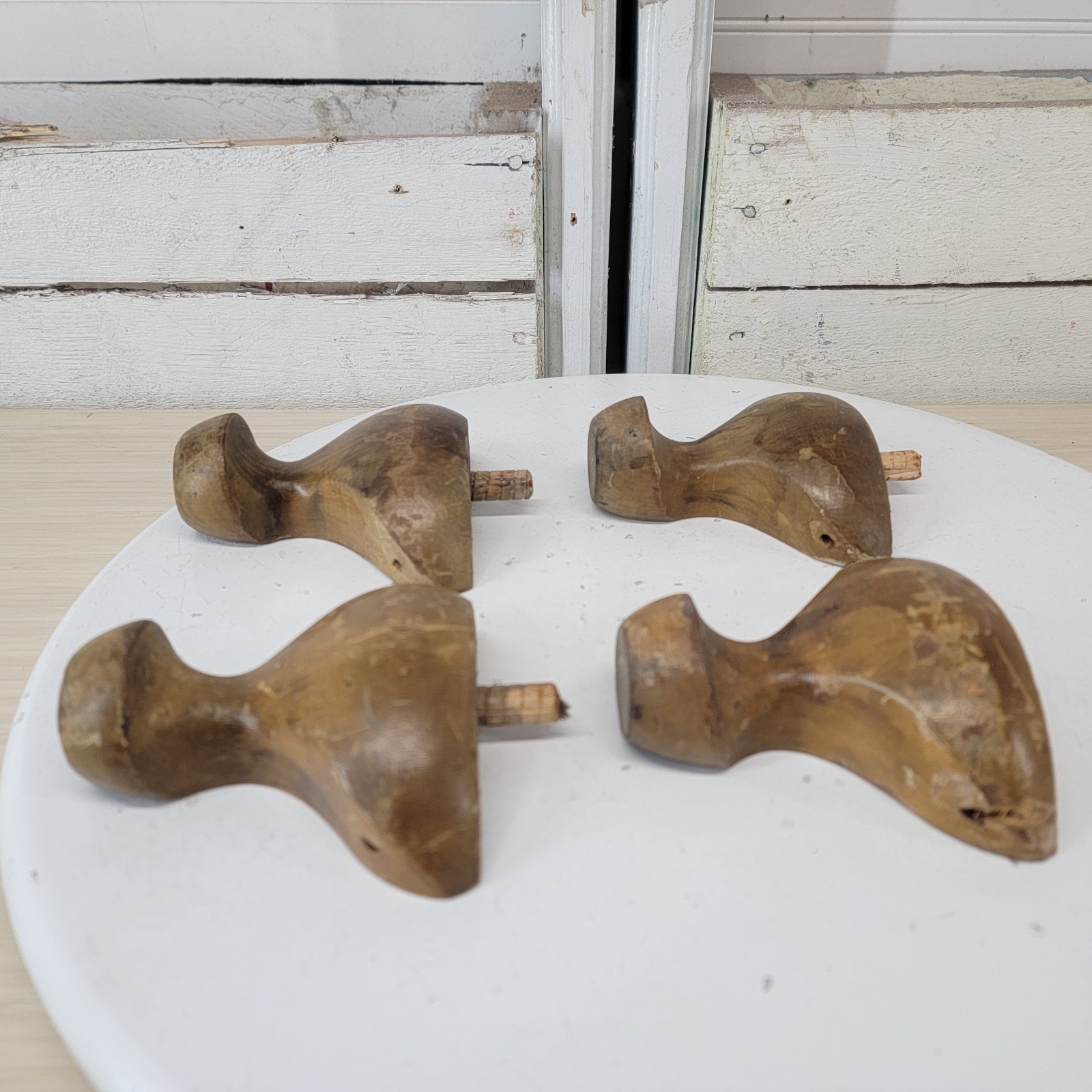 Set of 4 Vintage Solid Wood Furniture Feet Legs Salvaged Cabinet Sofa