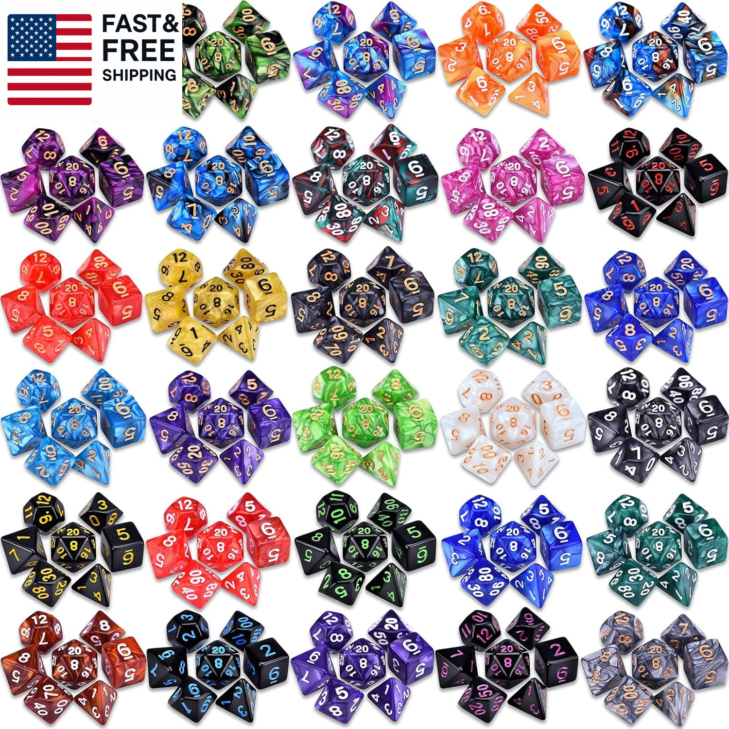 DND RPG Dice Sets 30 X 7 Polyhedral Dice (210Pcs) for Dungeons and Dragons Tabl