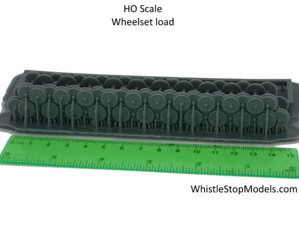 HO Scale Flat Car Load of Train Wheels