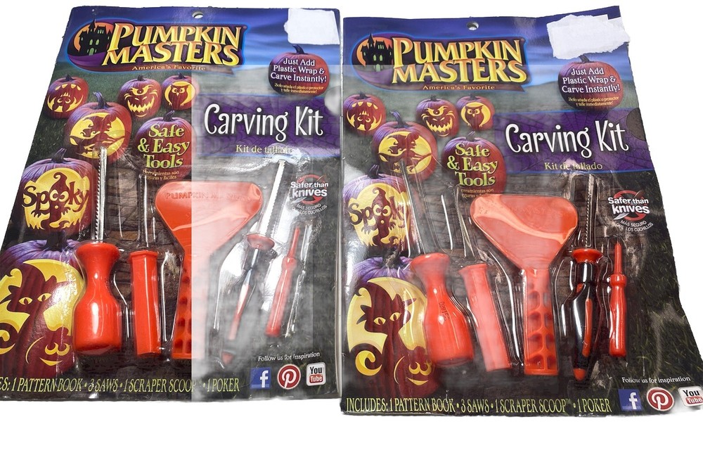 2 PACKS Pumpkin Masters Pumpkin Carving Kit with 10 Patterns, 5 Tools Halloween