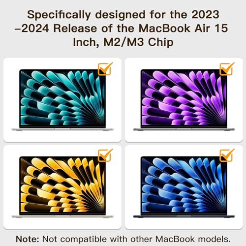 2 Pack Compatible with MacBook Air 15 Inch Screen Protector A2941A3114 M2/M3 ...