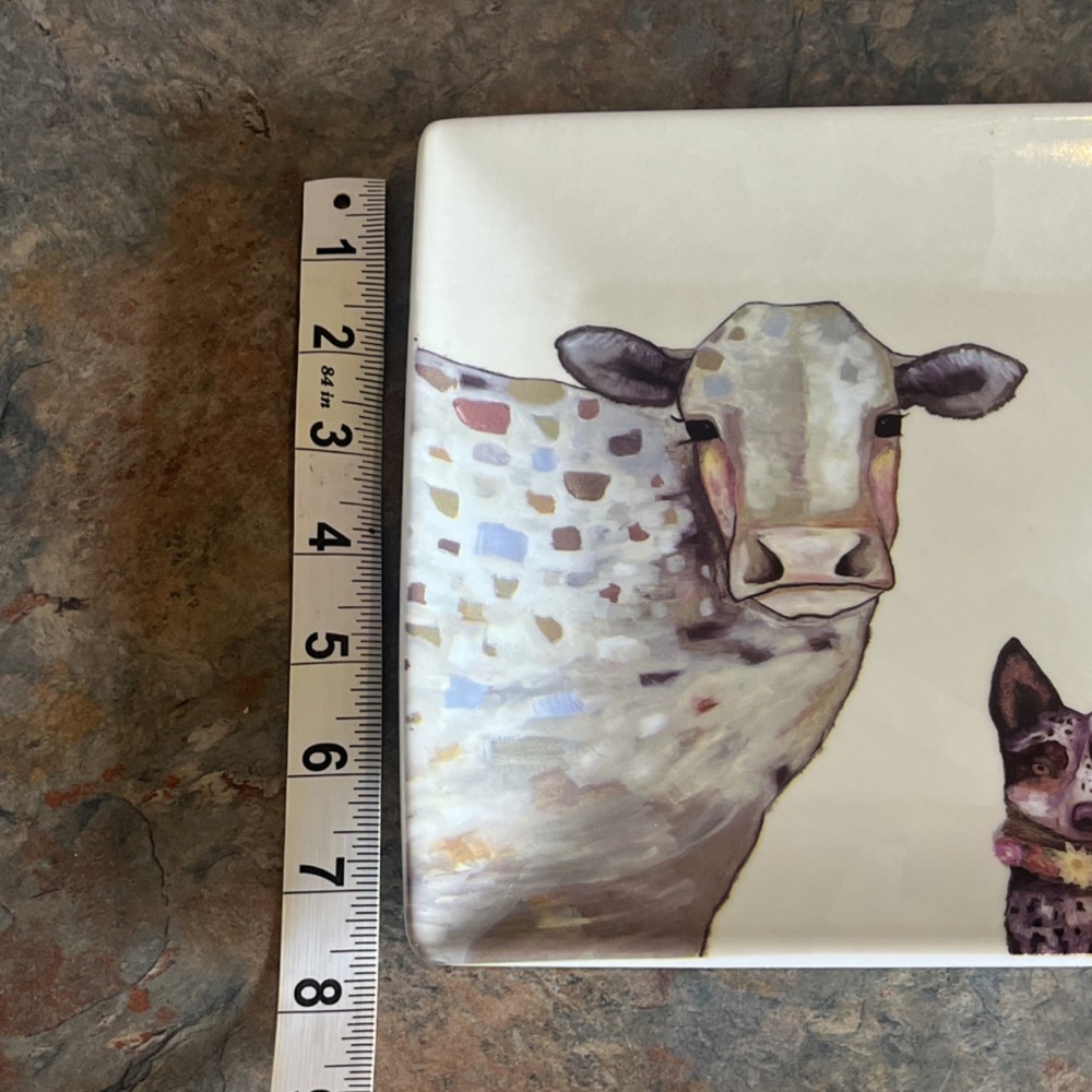 Greenbox Eli Halpin Rectangular Ceramic Animal Platter Dishwasher Safe 15x7in