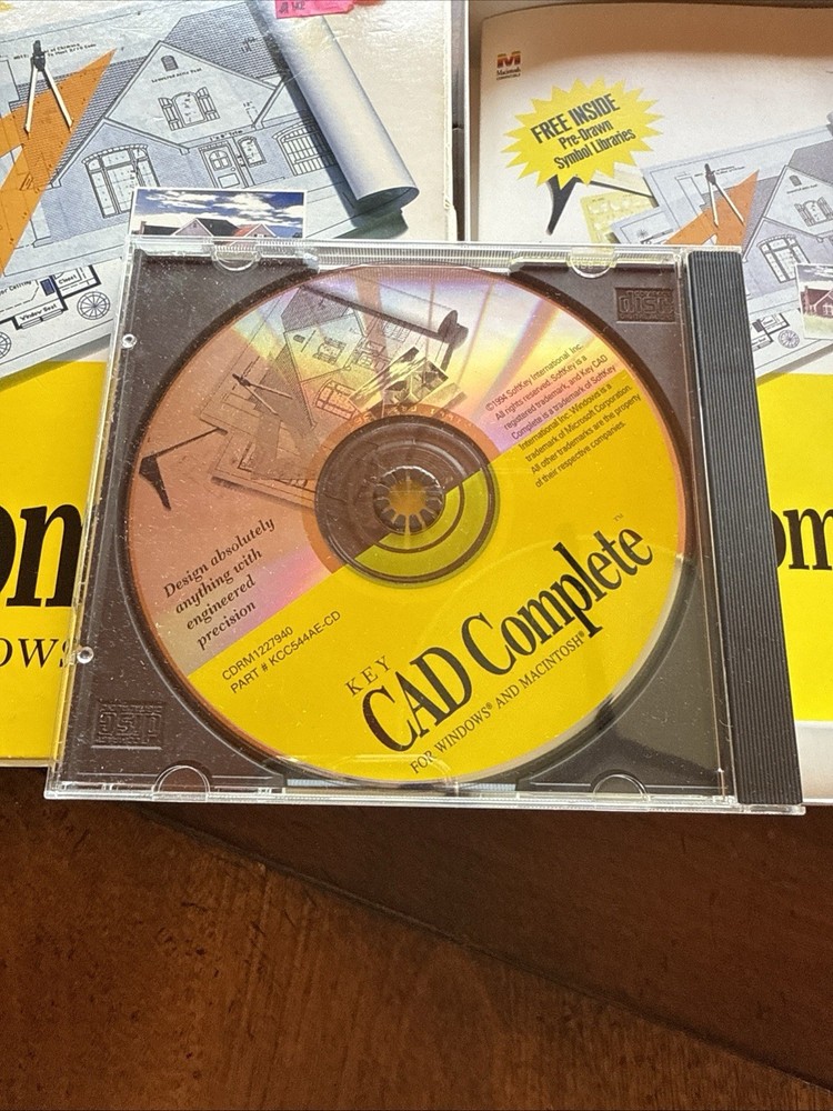 Key CAD Complete CD-Rom Software by SoftKey for Windows 95/3.1 & MAC 1994
