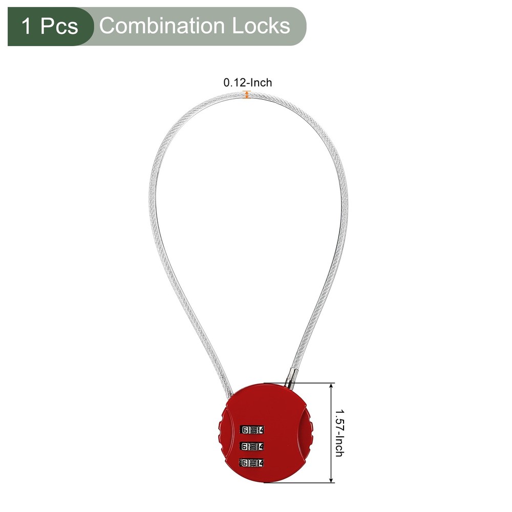 Combination Locks, 3 Digit Outdoor Waterproof Code Padlock (Red, 11.8-Inch)