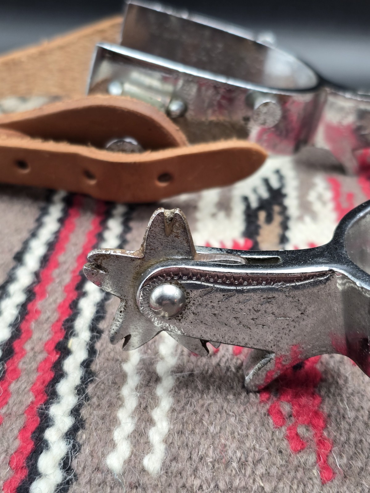 Vintage Engraved Crockett Spurs With Straps