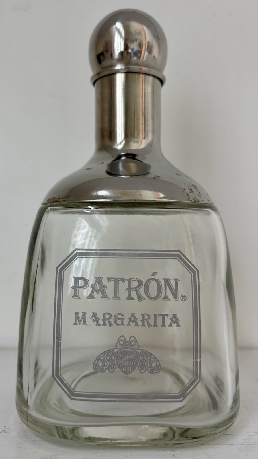 PATRON Tequila Margarita Cocktail Martini Shaker Glass & SS Bottle