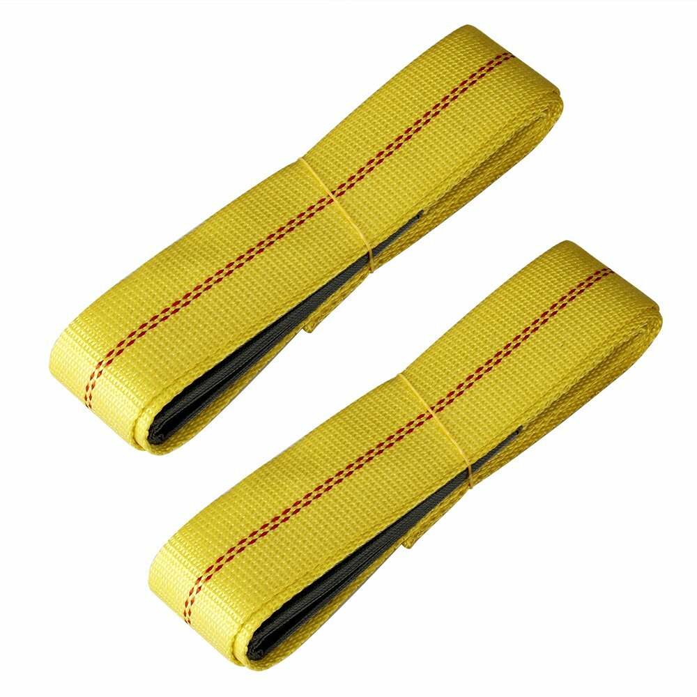2PCS 6ft x 2in Lifting Sling Nylon Web Tow Strap Flat Loops Rigging Towing Strap