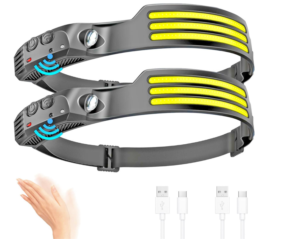 Rechargeable LED Headlamp  230° Wide Beam Motion Sensor for Working, Running
