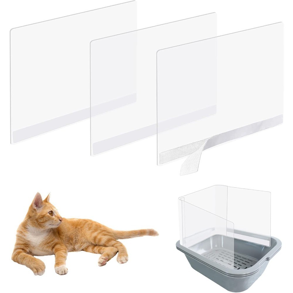 Cat Litter Box Splash Guard Shields High Sided Anti Splash Pee Protector for