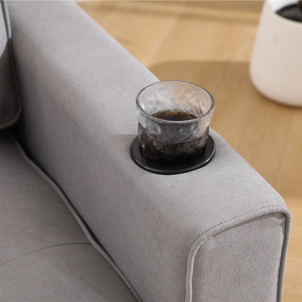 Convertible Sofa Bed Loveseat Futon Sofa Couch with Pull-Out Bed Light Gray US