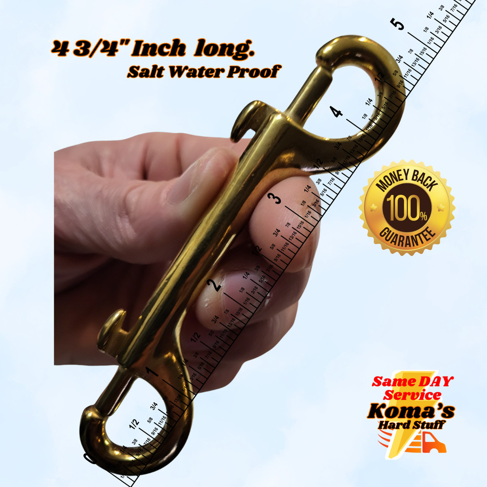 4 3/4" Marine Grade solid Brass vintage look double ended snap hookthumb clasp.
