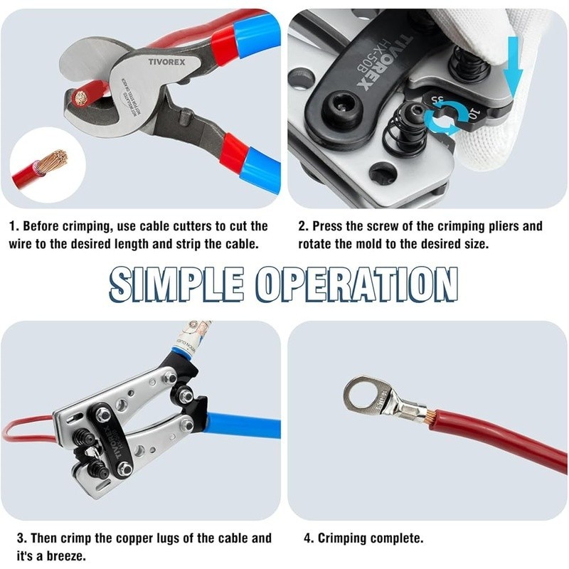 Professional Cable Crimping Tool Complete Kit W/ Wire Cutter & Terminals 70pcs