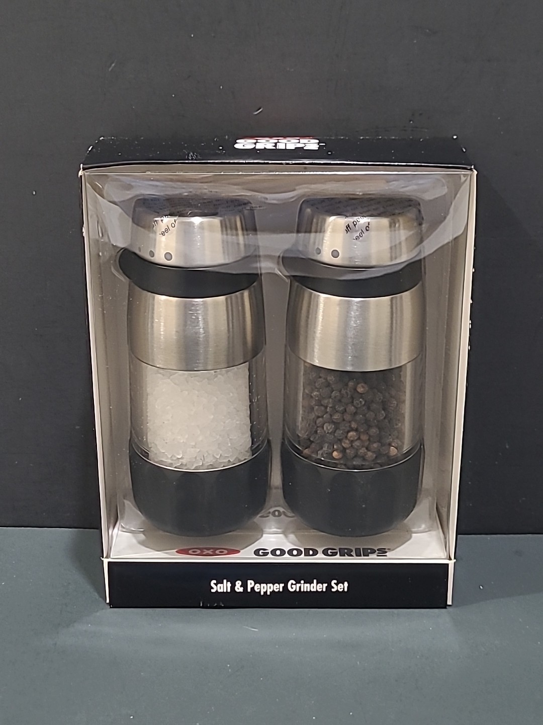 OXO Good Grips Stainless Steel Mess-Free Salt & Pepper Set New