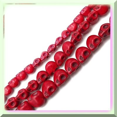 Turquoise Skull Strand with Red Magnesite Beads