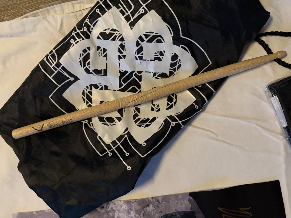 BREAKING BENJAMIN SIGNED GUITAR and pick + broken drumstick V.I.P. Lot