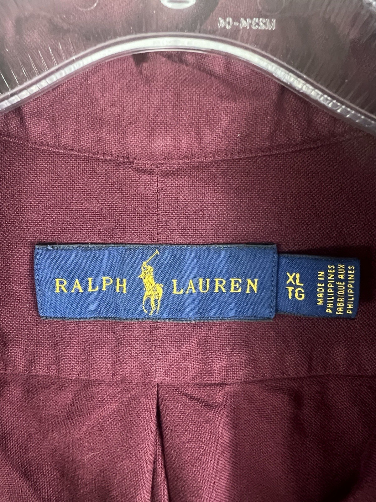 Ralph Lauren Men's Burgundy Button Down Dress Shirt XL Cotton