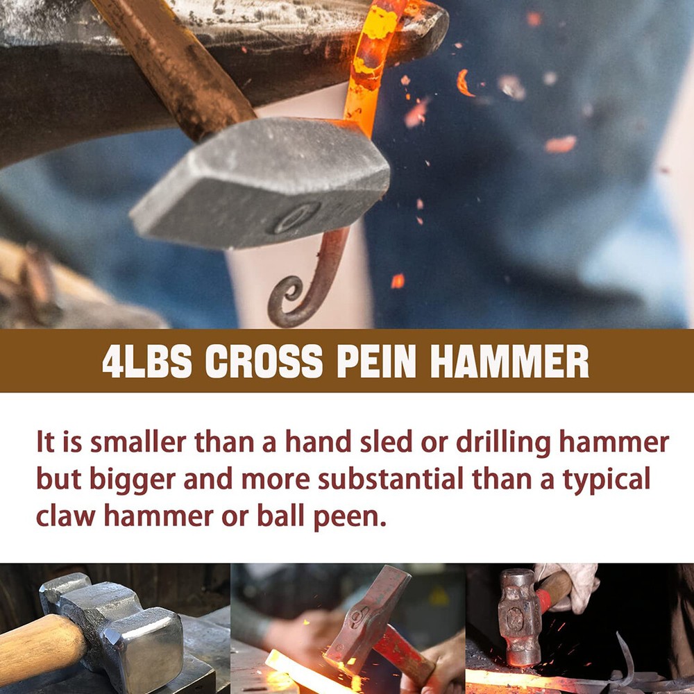 Blacksmith 4LB Hammers For Farrier Knife Maker Blacksmith Forging Tool
