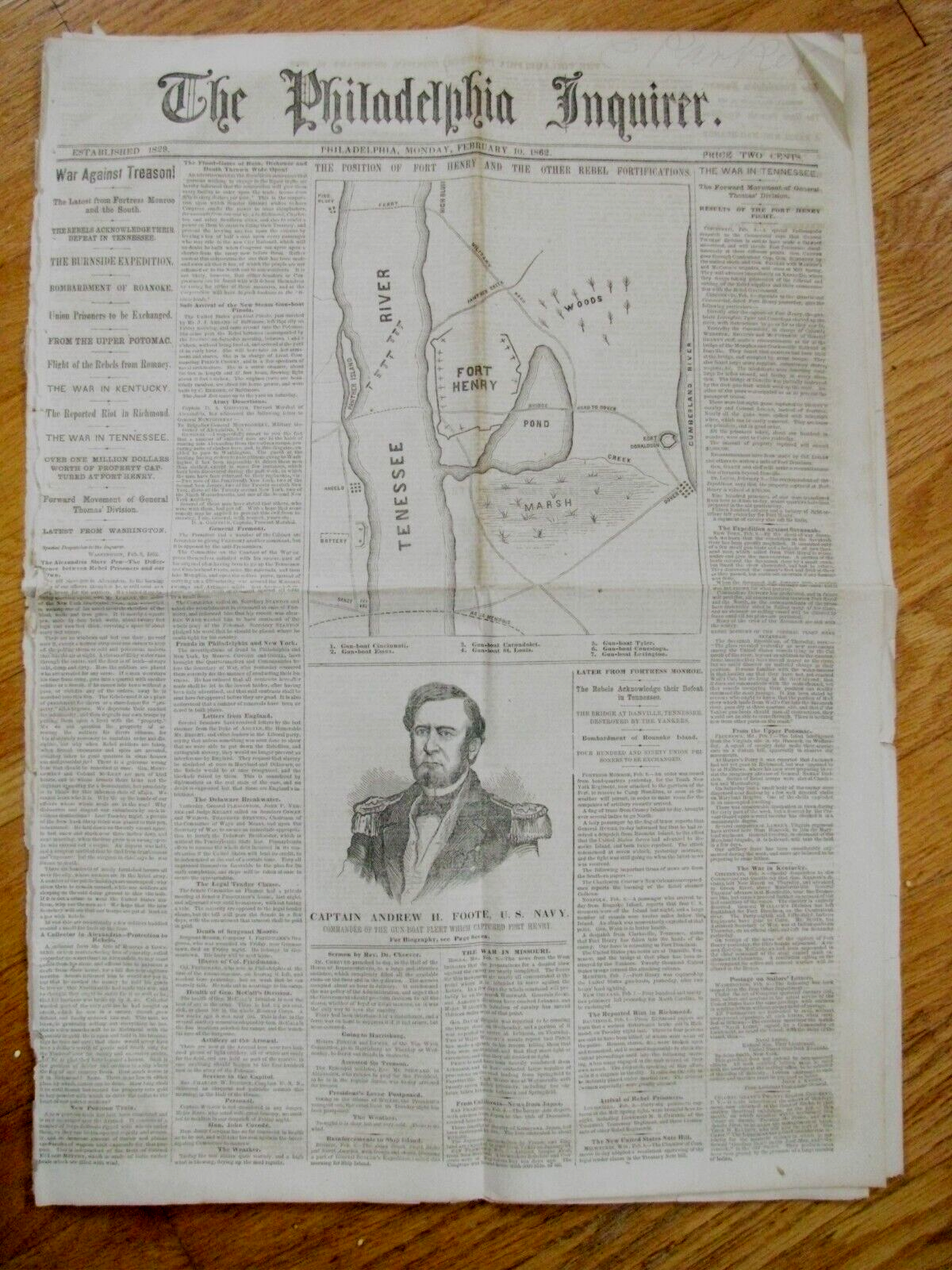 FORT HENRY KENTUCKY & DONELSON BATTLES CIVIL WAR ILLUS MAP NEWS