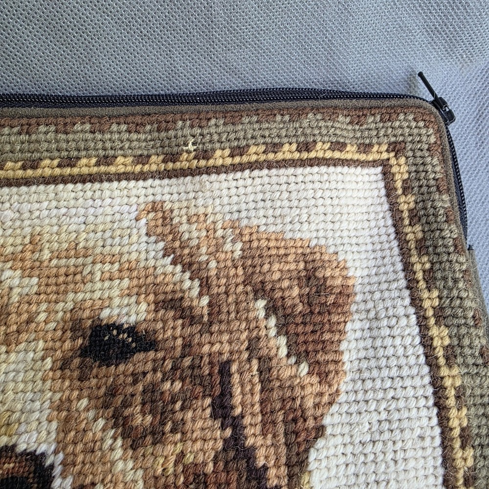 Yellow Lab Small Needlepoint Pouch Yellow Lab 100% Wool