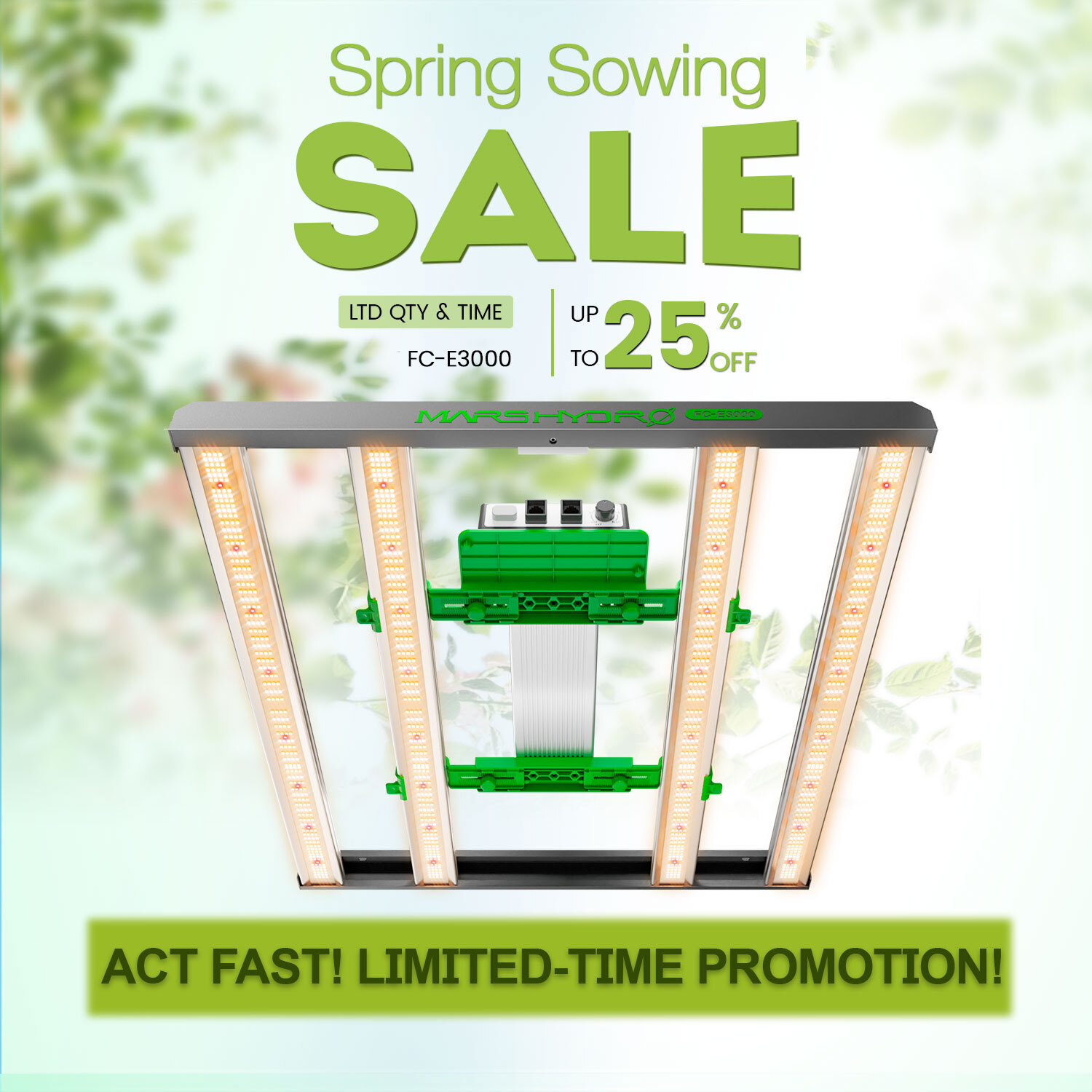 MARS HYDRO FC-E3000 300W LED Grow Light Bars 3X3ft for Indoor Plant Flower Veg