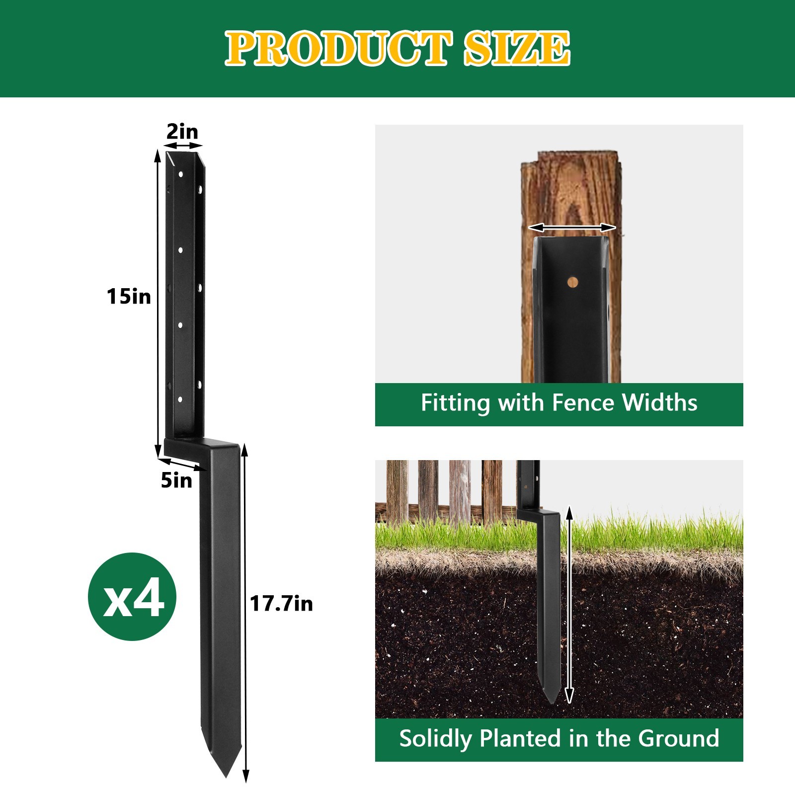 Fence Post Repair Kit Fence Post Anchor,Fence Post Spikes&Brackets, Fence Stakes