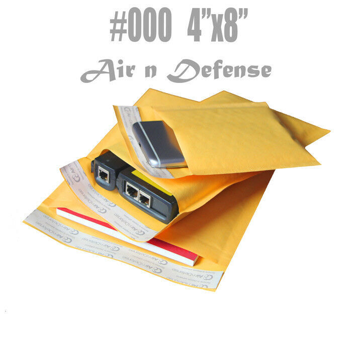 #000 4x8 Kraft Bubble Padded Envelopes Mailers Yellow Shipping Bags AirnDefense