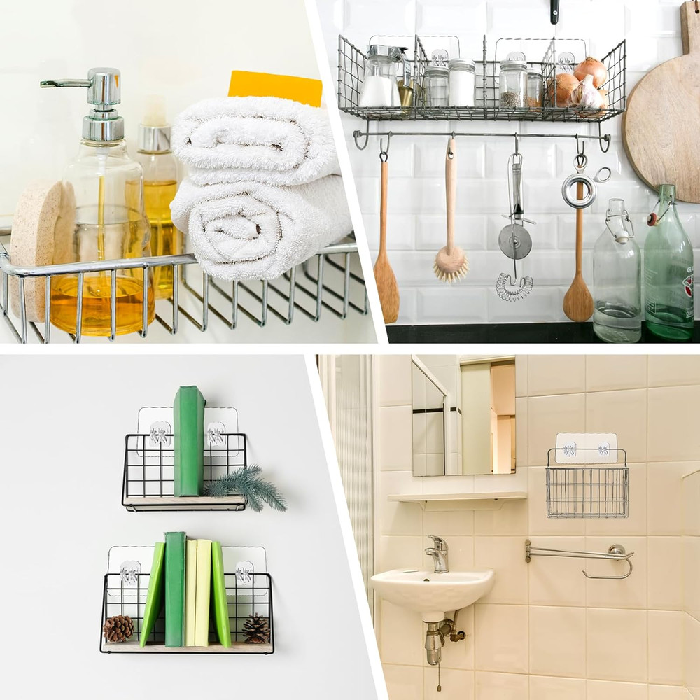 8 Pcs Transparent Adhesive Shower Hooks Wall Mount No Drilling Replacement