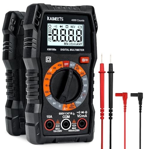 Digital Multimeter with Case, DC AC Voltmeter, Ohm Volt Amp Test Meter KM100