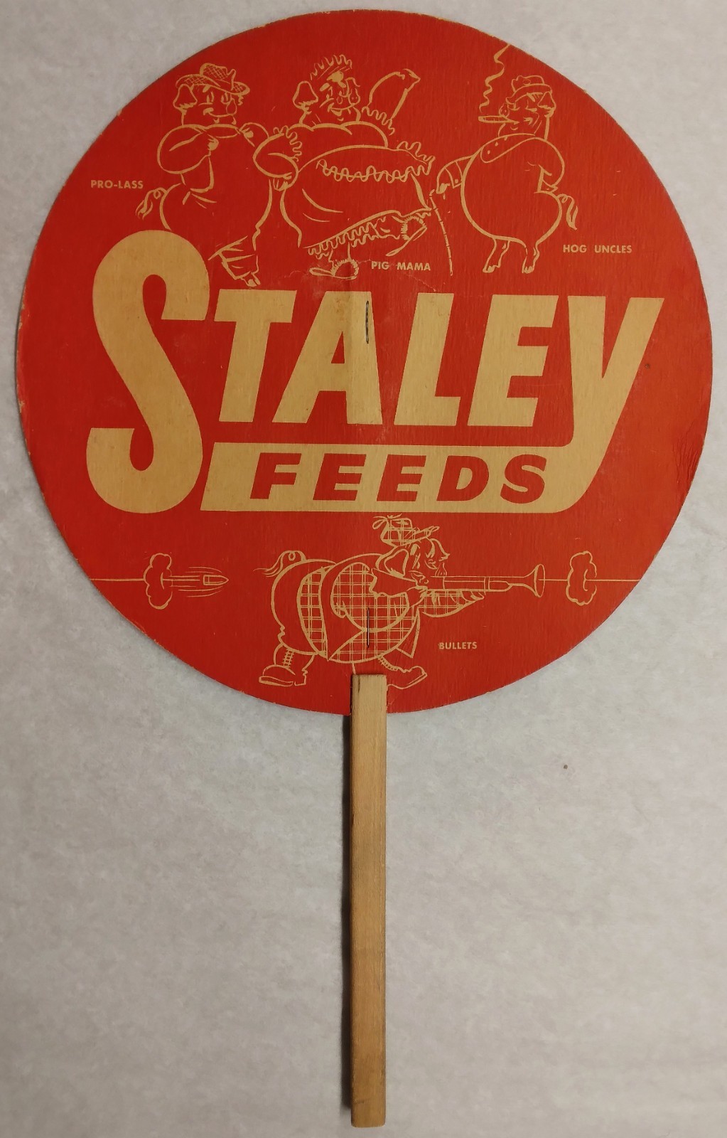c1950 Staley Feeds Advertising Fan Used Vintage Ad Fan