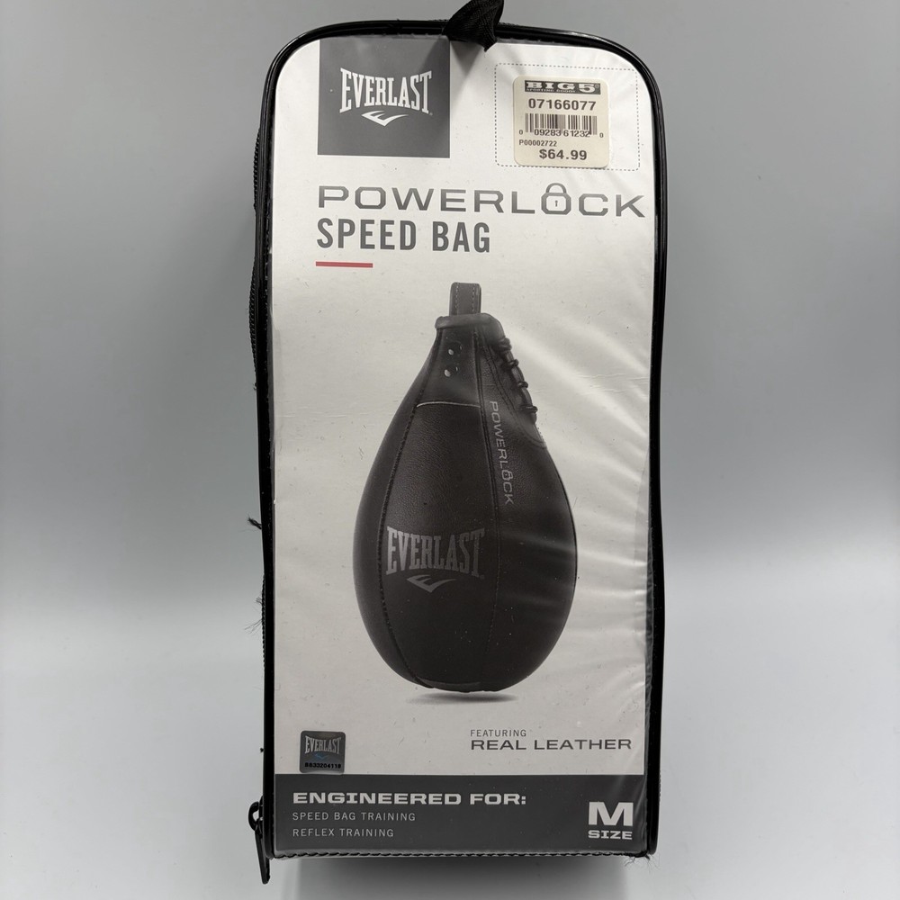 Everlast Powerlock Speed Bag Real Leather Size Medium MMA Reflex Training