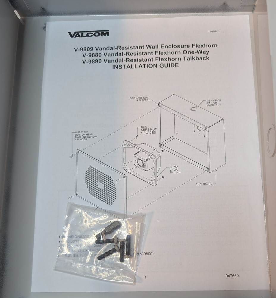 Valcom V-9809 Surface Mount Vandal-Resistant Enclosure w/ Faceplate [CTOKT]