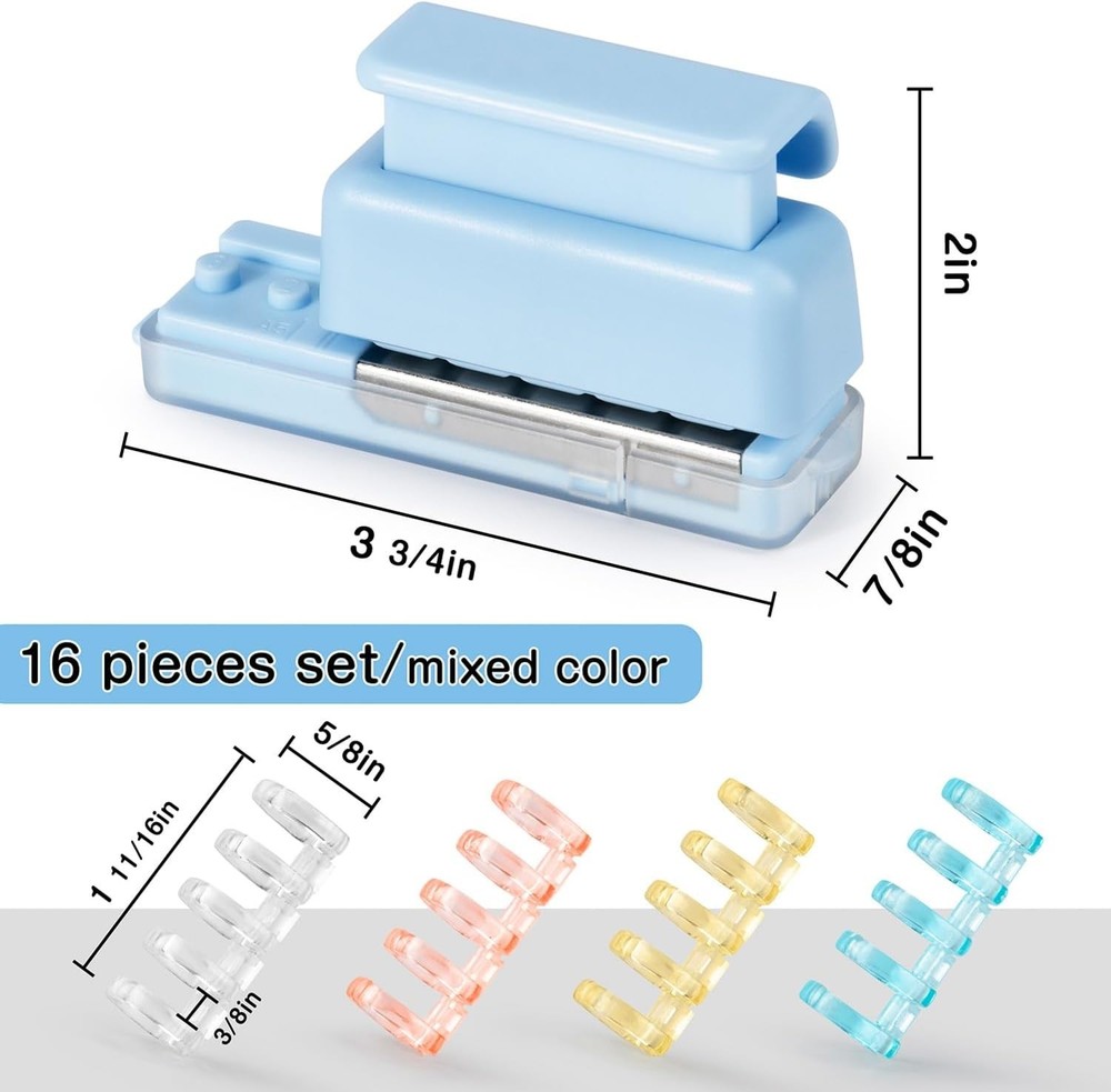 Compact 5-Hole Binding Machine - 16 Loose-Leaf Strips for Customized Notebooks