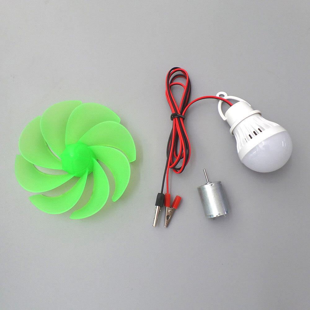 Mini Wind Turbine Motor Blade W/Bulb DIY Kit Power Alternative Energy Generator#