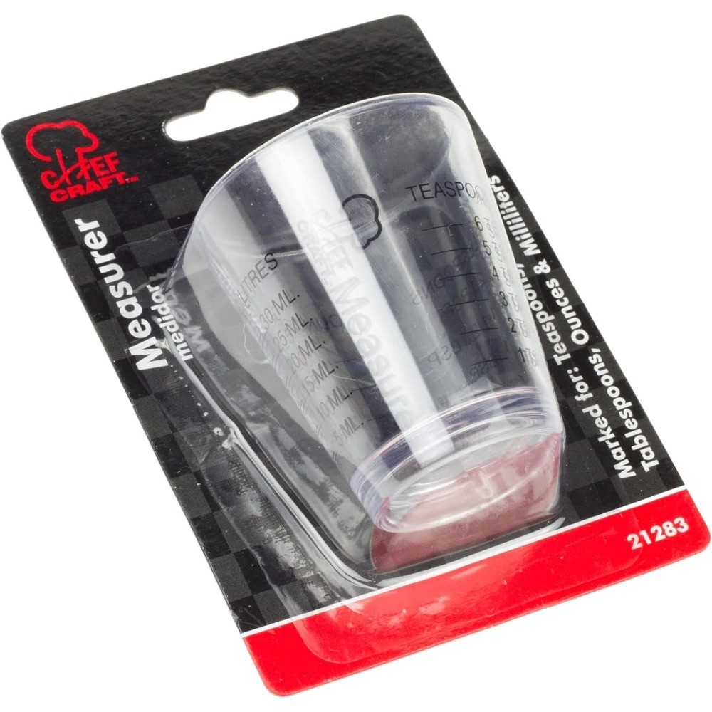 Clear Plastic Shot Measuring Cup with Ounce Teaspoon Tablespoon Markings