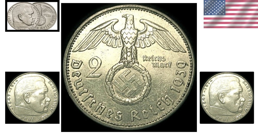 Authentic 2 Reichsmark Coin - Silver Composition, Various Grades Available
