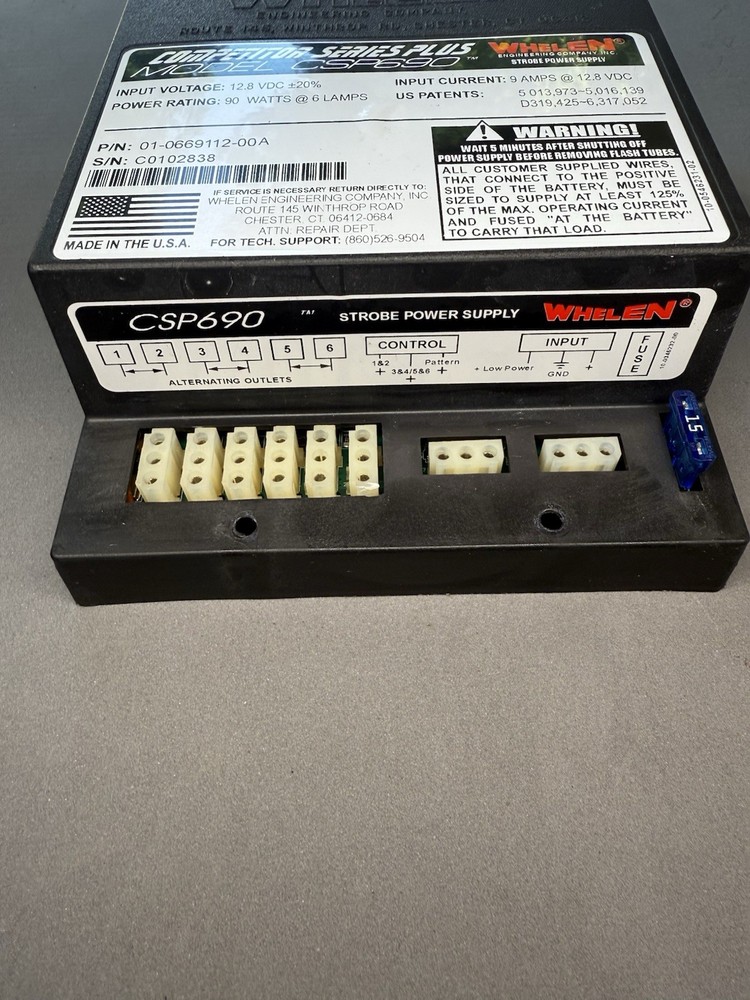 WHELEN Competitor Series Plus Model CSP690 6 head Strobe Power Supply